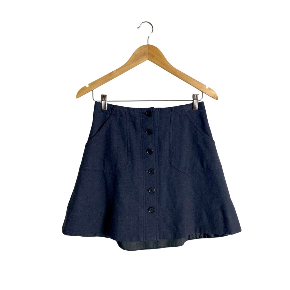 J.Crew Wool Blend Button Front Mini Skirt 0 Gray Dark Academia Preppy‎ Y2K 2000s